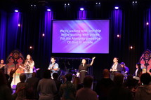 projection screen at a contemporary worship service 