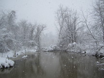 snow and pond 