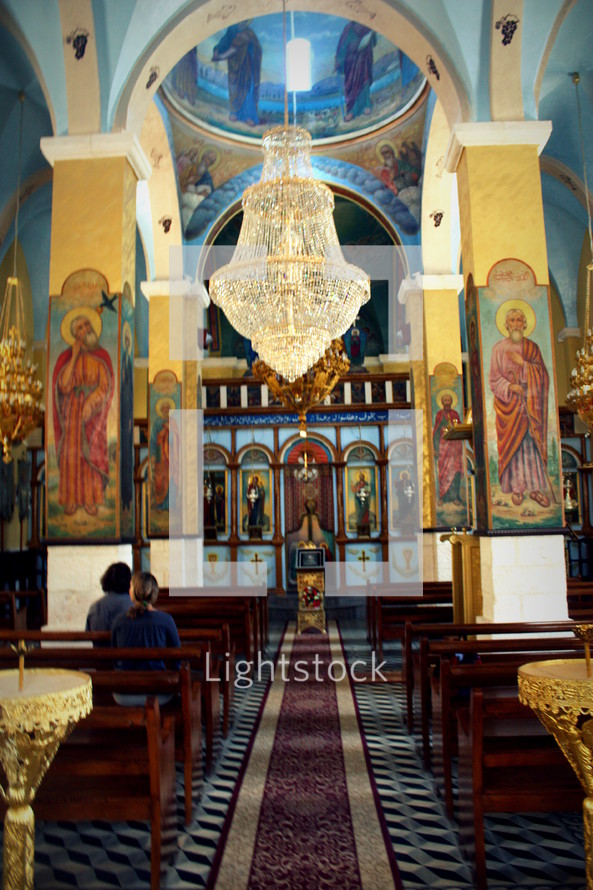 A very bright orthodox church in Taybeh, one of the only Arab Christian towns in Palestine