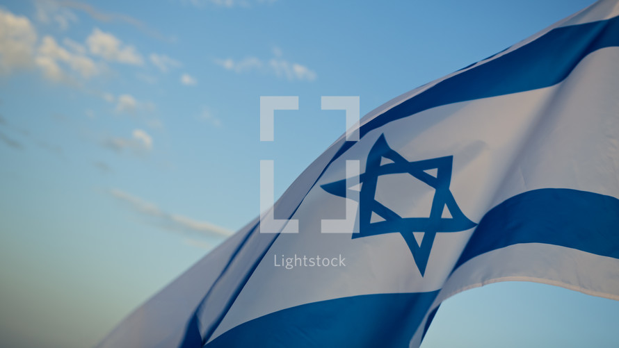 Israel flag Waving In the Sky