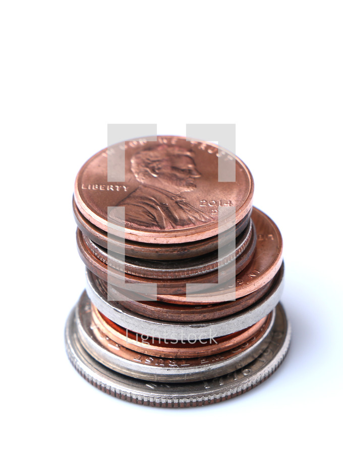 stack of American coins 