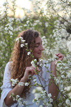 young woman in spring 