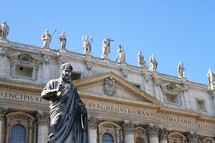 A statue of St. Peter outside of St. Peter's Basilica in Vatican City