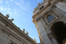 Looking up at a building in Vatican City