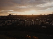 city in Scotland at sunset 