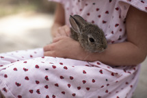 child holding a bunny 