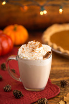 Pumpkin Pie Spiced Latte in a Clear Glass Mug