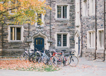 bikes parked on campus 
