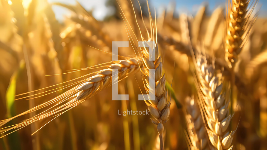 Wheat field cultivation grain. AI Generative