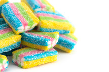 Sour Rainbow Colored Candy Filled with White Cream