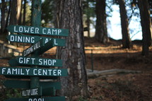 camp direction signs 