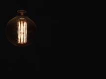 glowing filaments in a lightbulb 