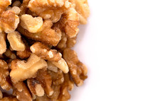 A Pile of Healthy Walnuts on a White Background