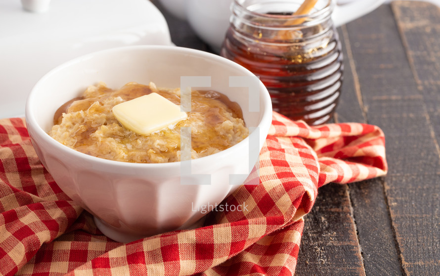 Oatmeal with Melting Butter and Sweetened with Honey
