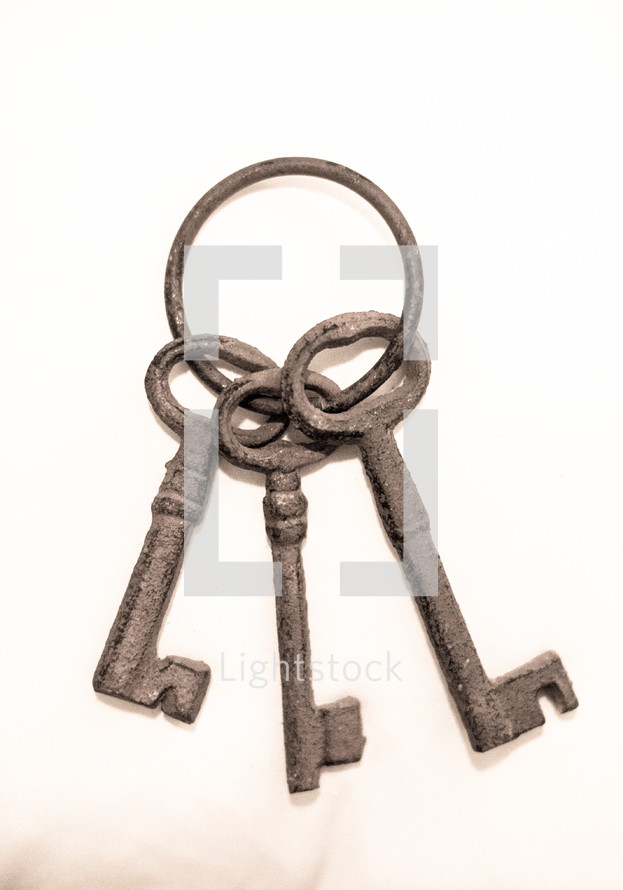 old skeleton keys on a key ring 