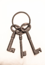 old skeleton keys on a key ring 