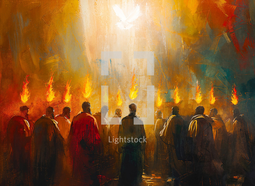 Abstract day of pentecost with tongues of fire