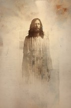 Contemporary artwork of Jesus Christ with space for text