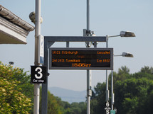 EDINBURGH, UK - CIRCA JUNE 2018: Edinburgh train cancelled sign