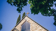 a frame roof on a church 