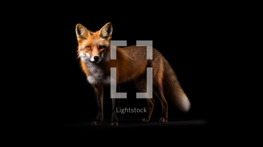 A red fox in low key lighting on a black background. Matthew 8:20 - And Jesus saith unto him, The foxes have holes, and the birds of the air have nests; but the Son of man hath not where to lay his head.