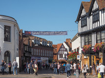 STRATFORD UPON AVON, UK - SEPTEMBER 26, 2015: Tourists visiting the city of Stratford, birthplace of William Shakespeare