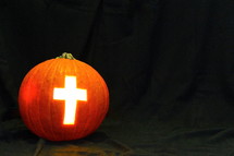 Light of the World Pumpkin with Cross of Jesus
