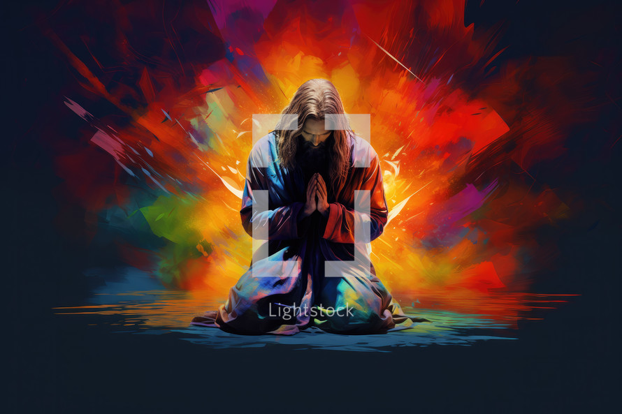 Man praying on a colorful background