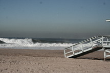 large waves and a lifeguard stand ramp