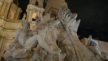The four river fountain , created by Bernini in Italy 