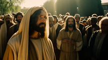 Jesus looking at crowd