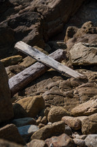 cross on rocks 