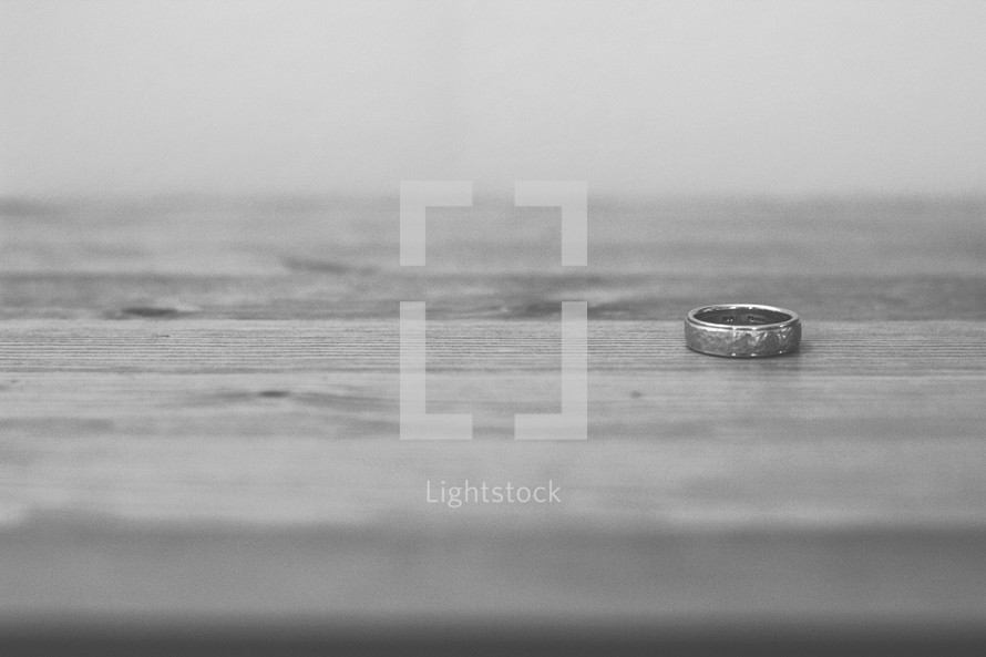 wedding ring on a table 