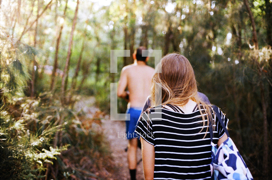 Young adults go on a bush walk