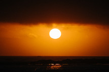 orange sky at sunset over the ocean 