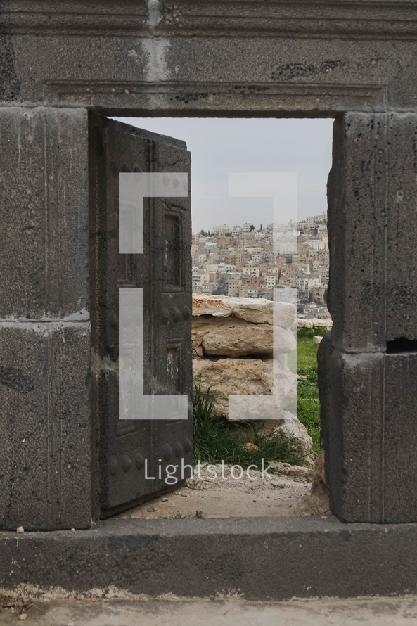 ruins of a doorway in Jordan 