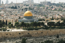 Golden dome view in Jerusalem 