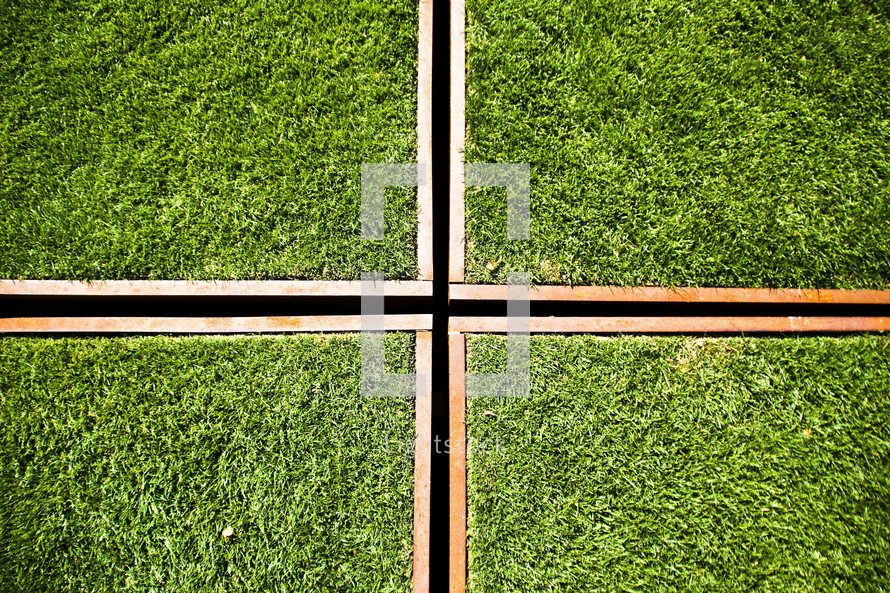 cross in grass squares