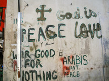 Graffiti on a building in the Middle East