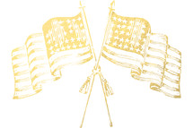 American flags in gold 
