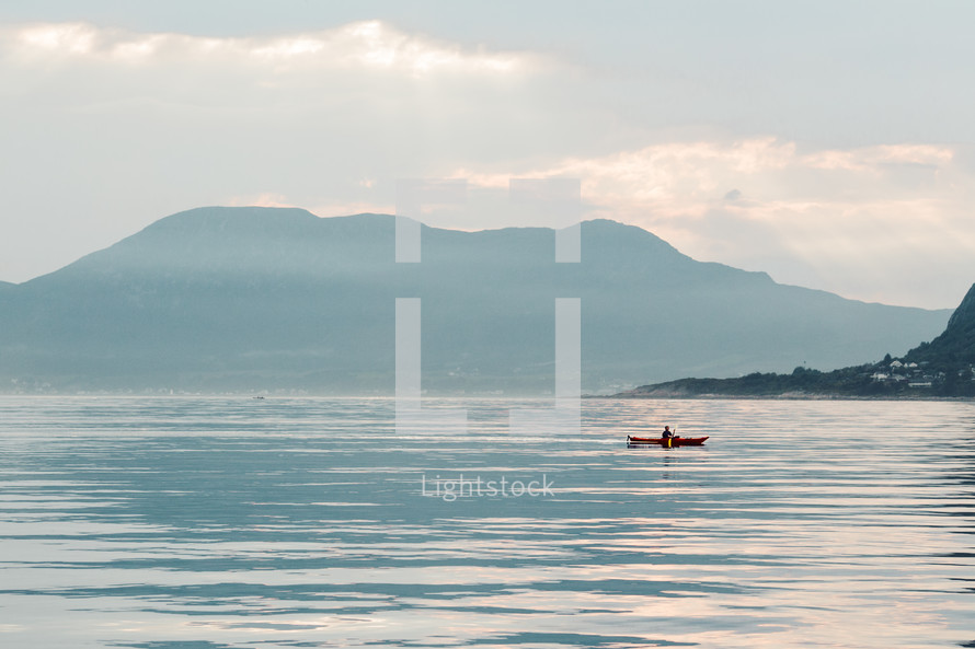 kayaking on calm water 