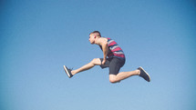 a man jumping in the air 