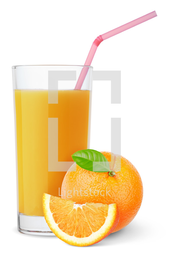 orange juice with a straw