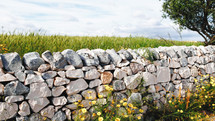 Stone drywall in a country road in Sicily Island