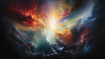"In the beginning God created the heavens and the earth" Genesis 1:1. Colorful space scene