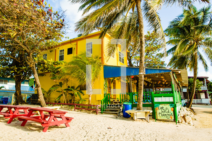 tropical restaurant on a beach 