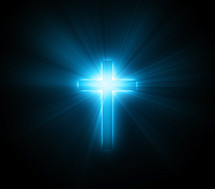 glowing blue cross