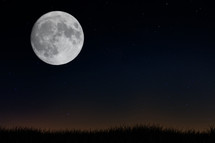 full moon in the night sky 
