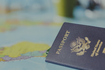 passport on a map 