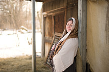pregnant Mary in a stable 